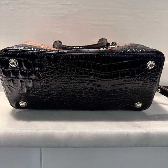 Brahmin Duxbury Satchel Golden Taupe Ombre Dark Brown Embossed Leather Excellent - Picture 8 of 8